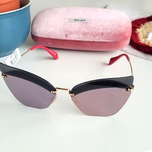 Miu Miu CATWALK EVOLUTION SMU56TS Opal Dark Blue/Dark Grey with Pink Sunglasses